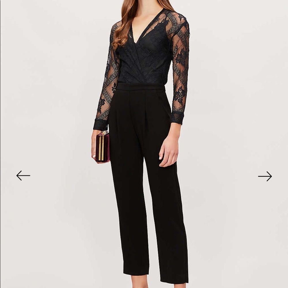 NEW MAJE Lace-panel straight-leg crepe jumpsuit 34 - Picture 3 of 13